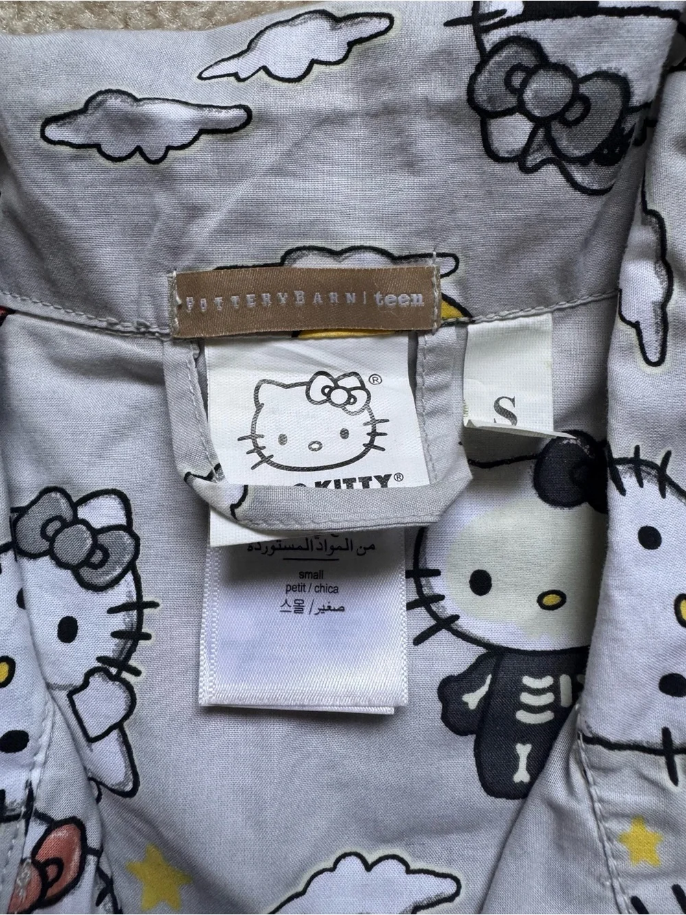 Hello Kitty Kids Pajama Set - Light Gray Halloween Cat Print
